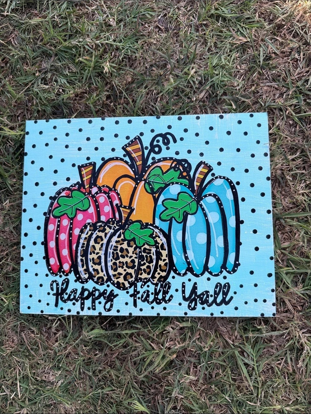 Fall Pumpkin Print Decor, Blue & Orange